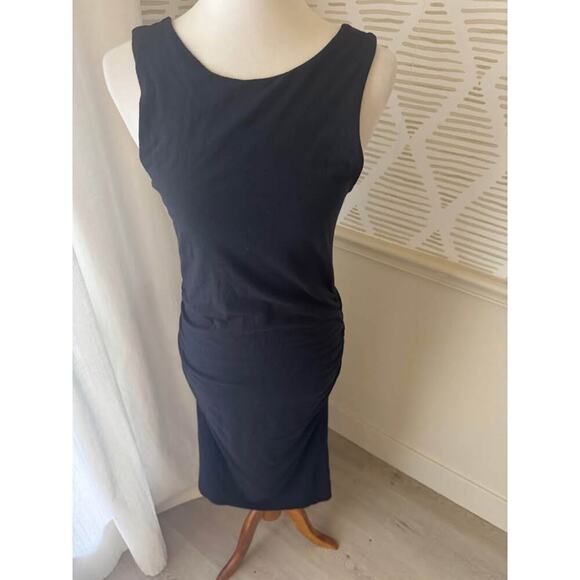 Athleta Women’s Medium Black Ruched Sides Midi Dress - Picture 2 of 6